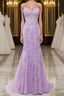 Purple Sweetheart Neck Mermaid Formal Prom Dress With Appliques