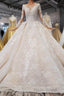 Gorgeous Long Sleeves Ball Gown Wedding Dresses With Beading Appliques