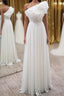 Elegant Ruffles One Shoulder Long Formal Prom Dresses, Chiffon Long Prom Dresses