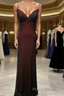 Black And Red Sweetheart Simple Straps Long Formal Prom Dress, A-Line Long Formal Dress