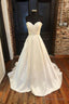 White Satin Long Prom Dress, A-Line Sweetheart Neck Evening Dress