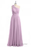 Dusty Purple One-Shoulder Backless A-Line Long Bridesmaid Dresses