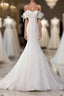 White Sequin Mermaid Long Formal Prom Dresses, White Wedding Dresses