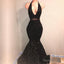 Black Mermaid Deep V Neck High Waist African Backless Prom Dresses