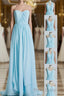 Blue Chiffon A-line Long Convertible Bridesmaid Dresses