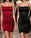 Simple Pleated Red Short Homecoming Dresses with Straps