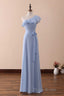 Periwinkle One-Shoulder Ruffled A-Line Long Bridesmaid Dresses