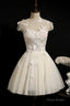 Ivory Sweetheart Cap Sleeve Short Party Dress with Butterflies