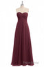 Burgundy Chiffon Strapless Sweetheart A-Line Long Bridesmaid Dresses