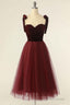 Wine Red Sweetheart Tie-Strap A-Line Short Formal Dress