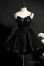 Black Lace-Up Backless A-Line Short Homecoming Dress