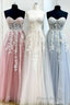 Tulle Floral Lace Sweetheart A-Line Formal Prom Gown