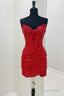 Red Sequin Strapless Mini Homecoming Dress
