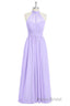 Lavender Chiffon Halter Long Bridesmaid Dresses