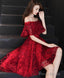 Burgundy Tulle Lace Short Prom Dress Burgundy Homecoming Dress 5