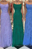 Mermaid Straps Long Lace Formal Prom Dresses with Lace-Up Back