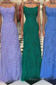 Mermaid Straps Long Lace Formal Prom Dresses with Lace-Up Back