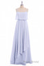Lavender Chiffon Spaghetti Straps Ruffled A-Line Long Dresses