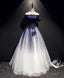 Blue Tulle Lace Long Prom Dress, Blue Tulle Lace Formal Dress