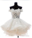 A-Line Off-the-Shoulder Appliques Short White Organza Homecoming Dress 2025