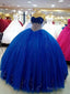 royal blue tulle long ball gown vintage evening dress