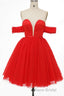 Red Off-the-Shoulder Bustier A-Line Short Homecoming Dresses
