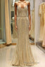 Mermaid Spaghetti Strap Black Beaded Formal Evening Dresses
