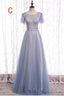 Elegant A-Line Dusty Blue Bridesmaid Dresses