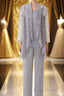 Three-Piece Grey Lace Mother of the Bride Pant Suits