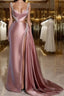 Glamorous Pink Formal Prom Dress Sweetheart Spaghetti Strap With High Slit Trail