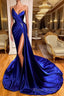 Glamorous Royal Blue Sweetheart Formal Prom Dresses Mermaid Long Evening Gowns With Split