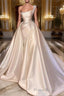 Glamorous One Shoulder Pearl Wedding Dresses Overskirt Bridal Gowns On Sale