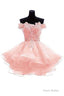 Cute Off The Shoulder Homecoming Dresses, Ivory Lace Beaded Homecoming Dresses