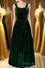 Straps Dark Green Velvet Dresses