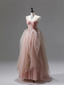 Pink A-Line Tulle Long Prom Dress Evening Gown
