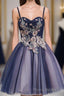 Cute Lace Tulle Short A Line Formal Prom Dresses, Homecoming Dresses