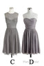 Simple A Line Grey Short Chiffon Bridesmaid Dresses