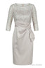 Sparkly Half Sleeves Short Silver Mother of Bride Dress