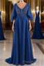 A-line V-Neck Short Sleeves Chiffon Mother of The Bride Dresses