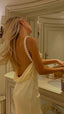 A Line Backless Formal Evening Party Dresses Silk Satin Long Formal Prom Dresses