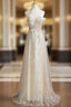 A-line Champagne Halter Sequins Formal Prom Dresses