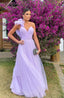 Light Purple A-Line Floor-Length Tulle Long Formal Prom Dresses Formal Evening Gown Bridesmaid Dresses