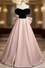 A-Line Off Shoulder Satin Champagne Long Formal Prom Dresses, Champagne Long Formal Dresses