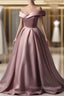 A-Line Off-the-shoulder Pink Sleeveless Strapless Long Formal Prom Dresses