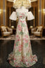 A-LIne Off the Shoulder Sequins Pearls Formal Prom Dresses