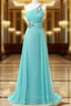 A-Line One Shoulder Chiffon Pleats Crystal Bridesmaid Dresses