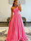 A-Line One Shoulder Sequins Prom Dress with Pockets