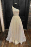 A-line One-Shoulder Sleeveless Long/Floor-Length Sequined Prom Dresses With Pockets
