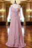 A-line Pink Chiffon Beaded Mother Of The Bride Dresses With Jacket