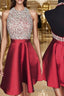 A-Line/Princess Halter Short/Mini Satin Homecoming Dresses With Beading